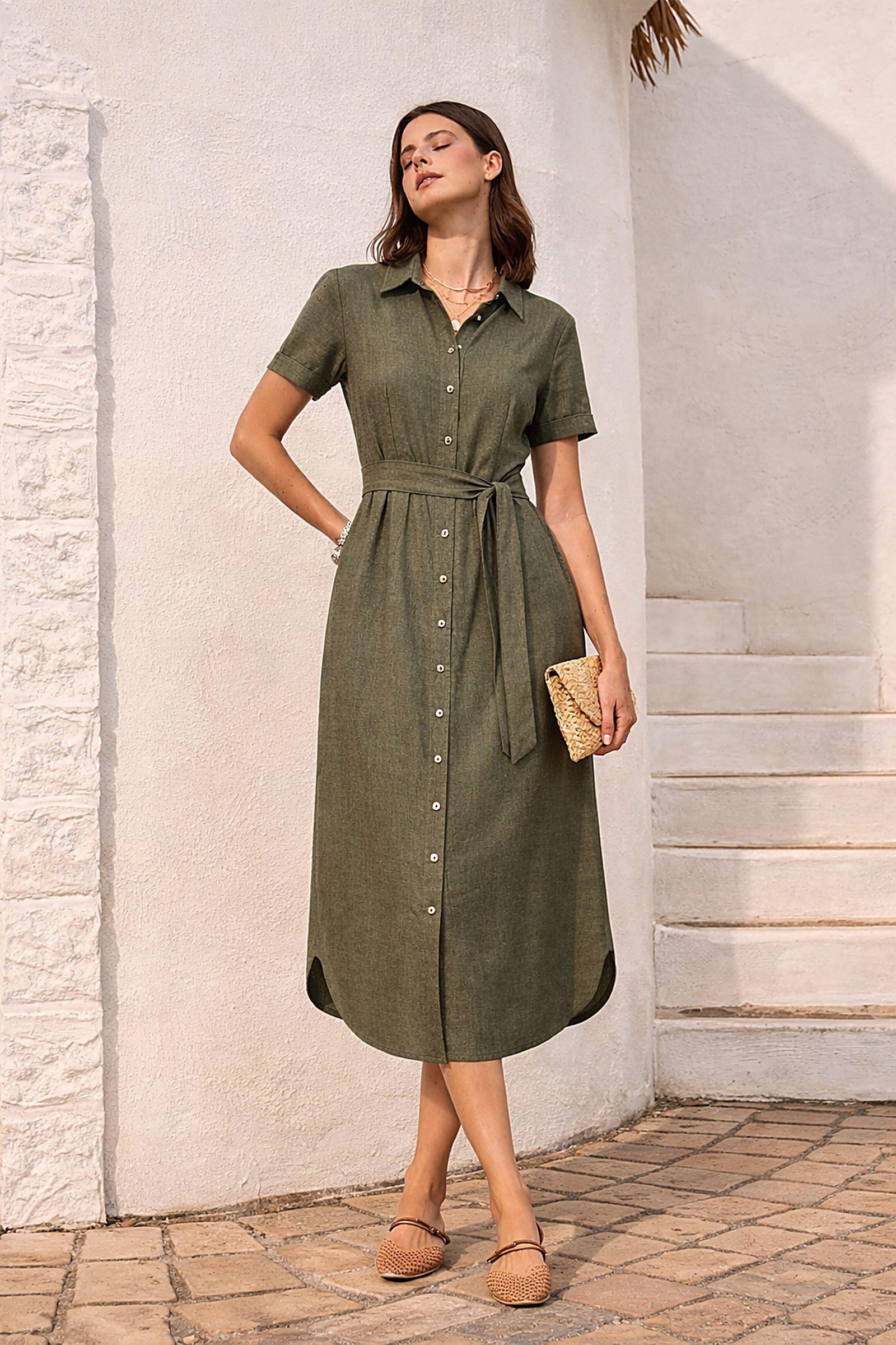 Maya The Travellers Linen Blend Shirtdress